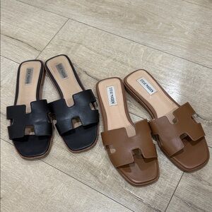 Steve Madden Black and Brown Slide Sandals Bundle